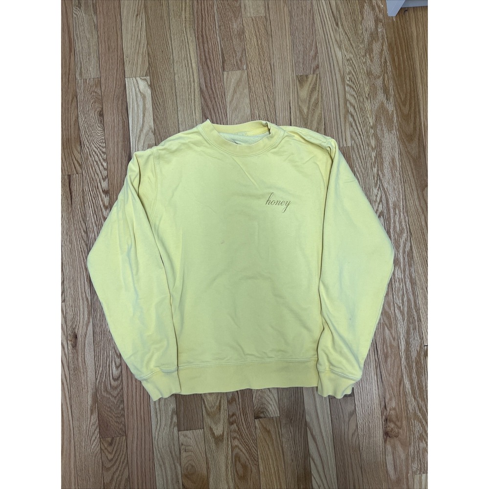 John Galt Honey Embroidered Crewneck Sweatshirt Yellow‎